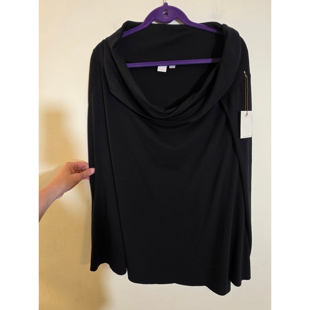 Caslon Black Pima Cotton Modal Cowl Neck Long Sleeve Top XL CN111863MI
